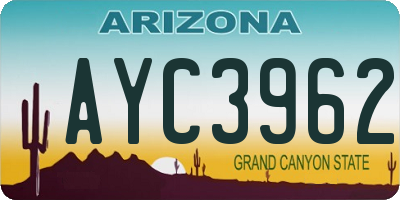 AZ license plate AYC3962