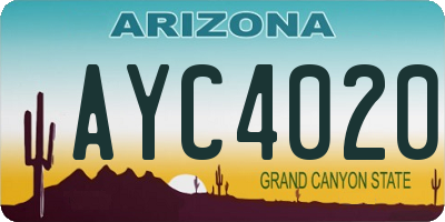 AZ license plate AYC4020