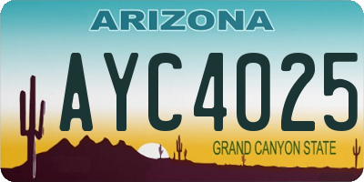 AZ license plate AYC4025
