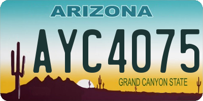 AZ license plate AYC4075