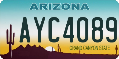 AZ license plate AYC4089