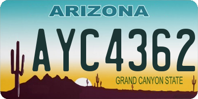 AZ license plate AYC4362