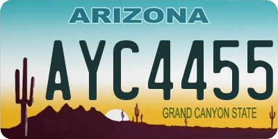 AZ license plate AYC4455