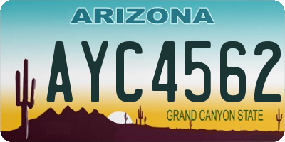 AZ license plate AYC4562