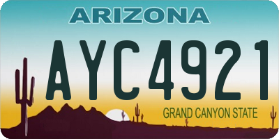 AZ license plate AYC4921