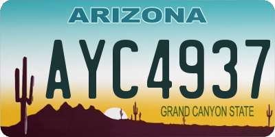 AZ license plate AYC4937