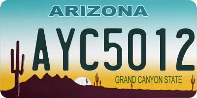 AZ license plate AYC5012