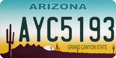 AZ license plate AYC5193