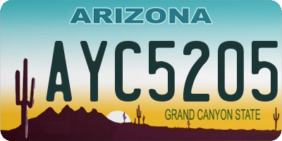 AZ license plate AYC5205