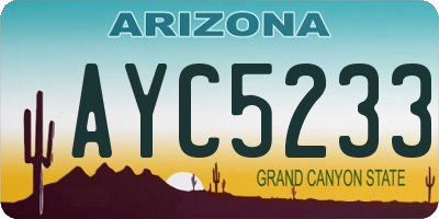 AZ license plate AYC5233