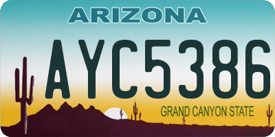 AZ license plate AYC5386