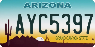 AZ license plate AYC5397