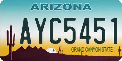 AZ license plate AYC5451