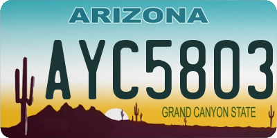 AZ license plate AYC5803