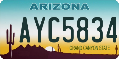 AZ license plate AYC5834
