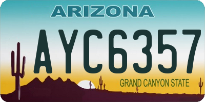 AZ license plate AYC6357