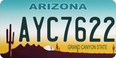 AZ license plate AYC7622