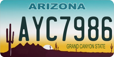 AZ license plate AYC7986