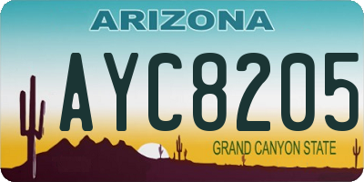 AZ license plate AYC8205