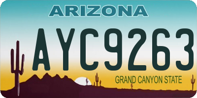 AZ license plate AYC9263