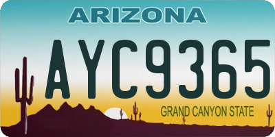 AZ license plate AYC9365