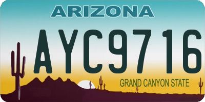 AZ license plate AYC9716