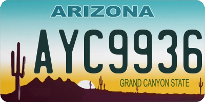 AZ license plate AYC9936