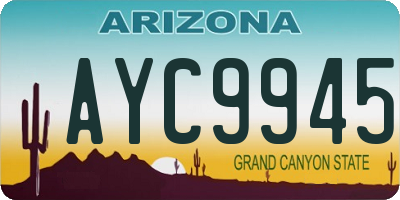 AZ license plate AYC9945