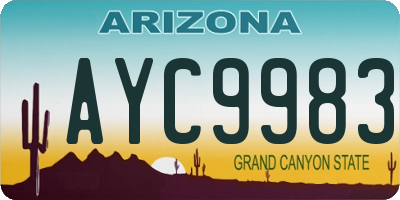 AZ license plate AYC9983