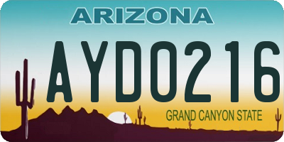 AZ license plate AYD0216
