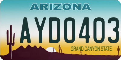AZ license plate AYD0403