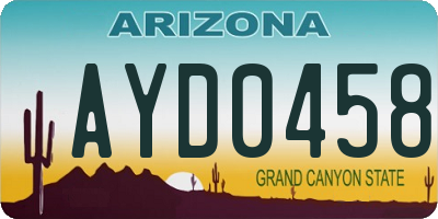 AZ license plate AYD0458