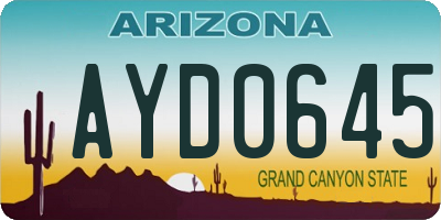AZ license plate AYD0645