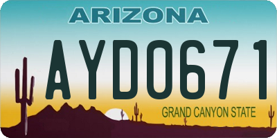 AZ license plate AYD0671