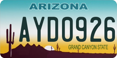 AZ license plate AYD0926