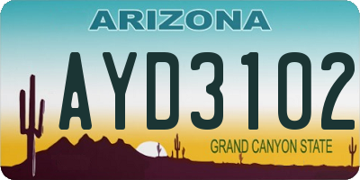 AZ license plate AYD3102