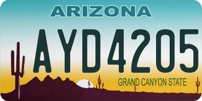 AZ license plate AYD4205