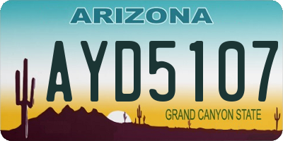 AZ license plate AYD5107