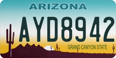 AZ license plate AYD8942