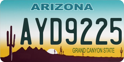 AZ license plate AYD9225