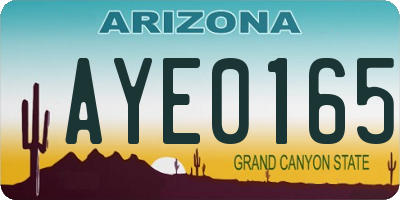 AZ license plate AYE0165