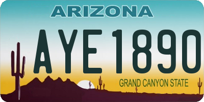 AZ license plate AYE1890