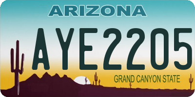 AZ license plate AYE2205