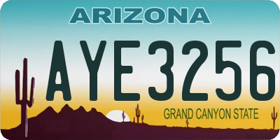 AZ license plate AYE3256