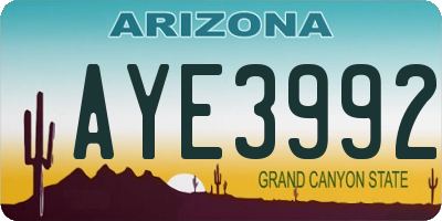 AZ license plate AYE3992