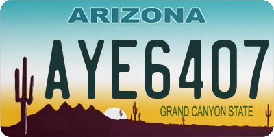 AZ license plate AYE6407