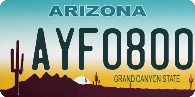 AZ license plate AYF0800