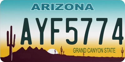 AZ license plate AYF5774