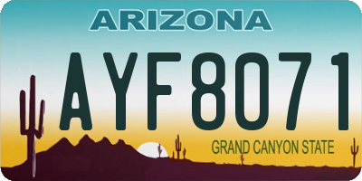 AZ license plate AYF8071