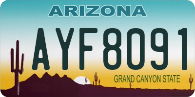 AZ license plate AYF8091
